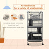 PawHut 4-Tier Rolling Small Animal Cage, Deluxe Guinea Pig Cage, Ferret Cage for Mink Chinchilla Kitten Rabbit, Small Pet Play House with Hammock Platform, Ramp, Removable Tray, Silver Grey