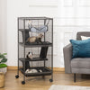 PawHut 4-Tier Rolling Small Animal Cage, Deluxe Guinea Pig Cage, Ferret Cage for Mink Chinchilla Kitten Rabbit, Small Pet Play House with Hammock Platform, Ramp, Removable Tray, Silver Grey