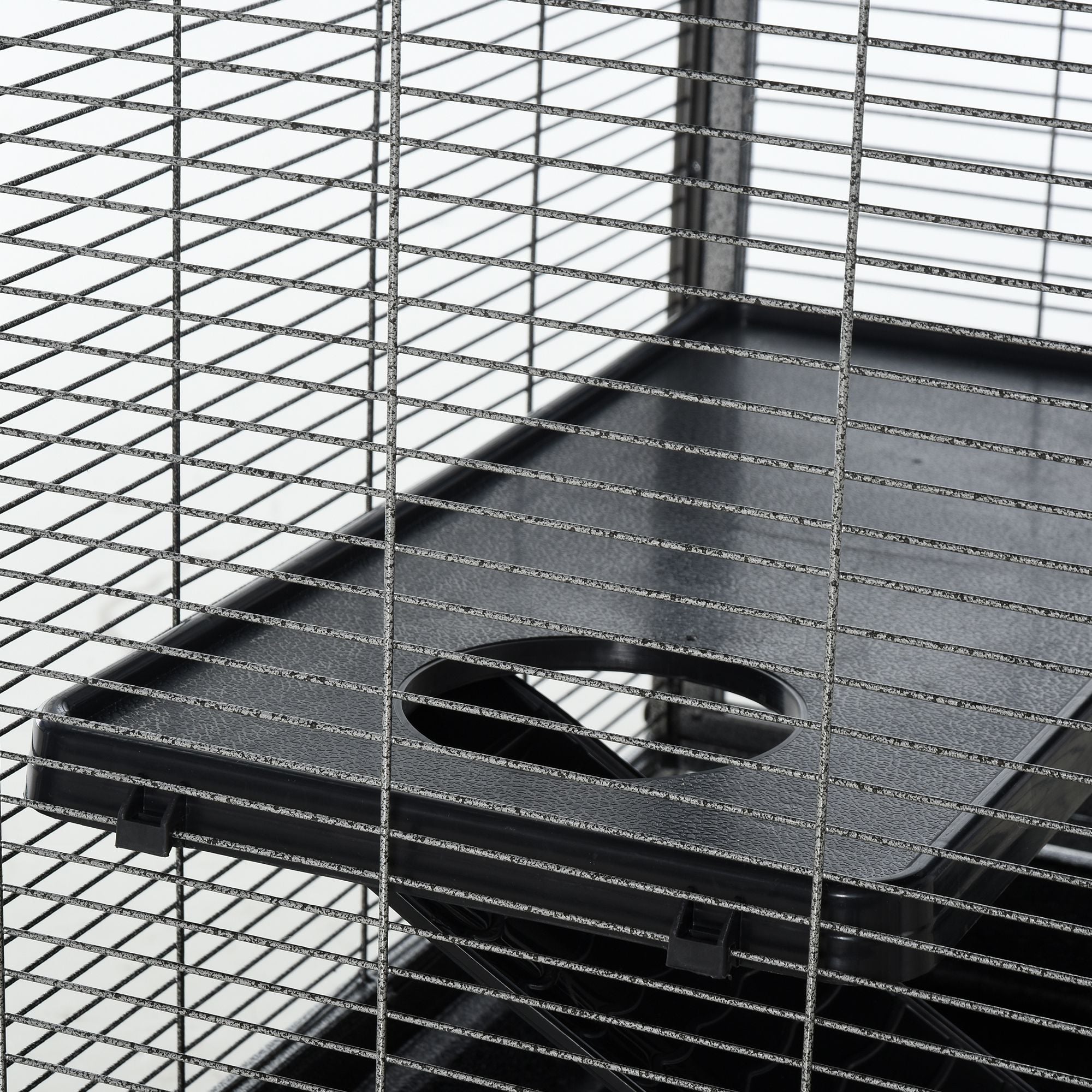 PawHut Small Animal Cage with Wheels Pet Home for Chinchillas Ferrets Kittens, with Hammock, 4 Platforms, Removable Tray, Silver