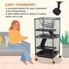 PawHut 4-Tier Rolling Small Animal Cage, Deluxe Guinea Pig Cage, Ferret Cage for Mink Chinchilla Kitten Rabbit, Small Pet Play House with Hammock Platform, Ramp, Removable Tray, Silver Grey