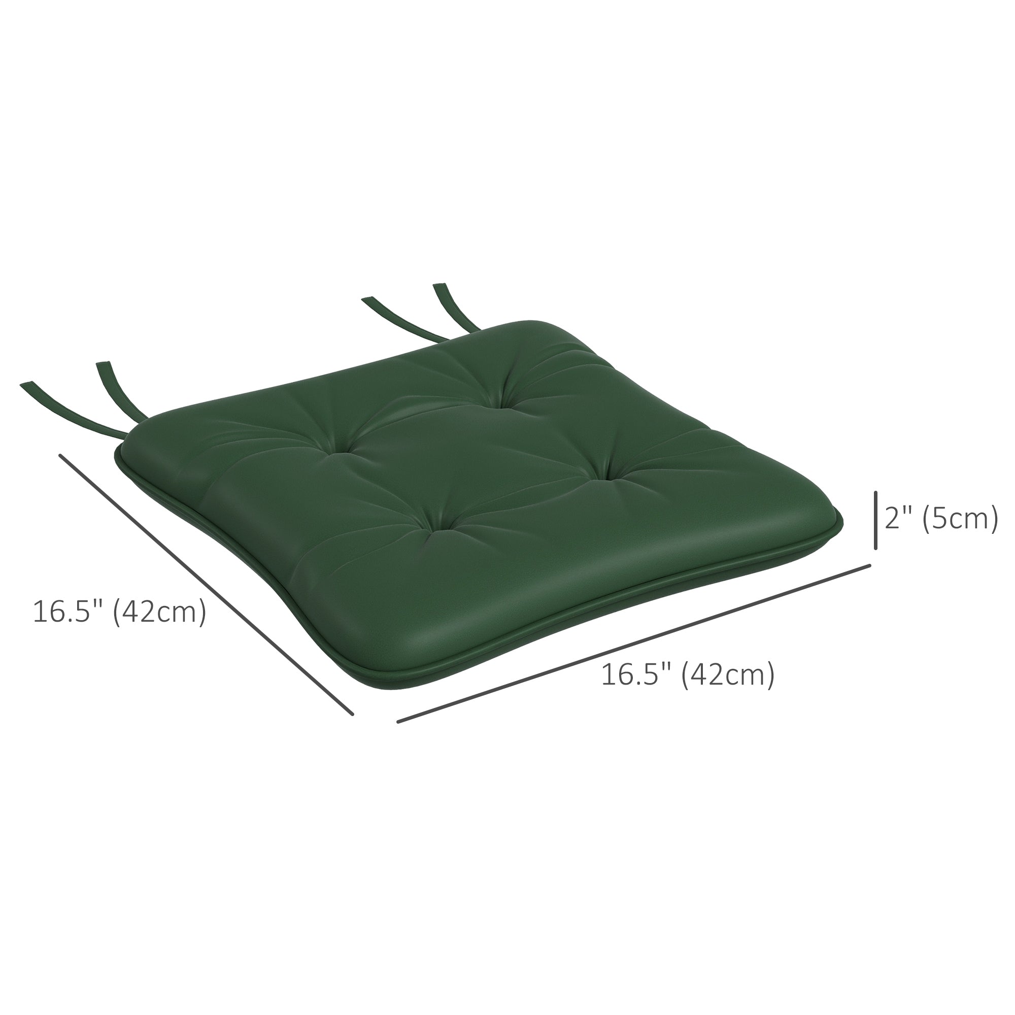 Outsunny 6-Piece Patio Chair Cushions Pillows, Seat Replacement Patio Cushions Set with Ties, Button Tufted for Indoor Outdoor Garden Furniture, Dark Green