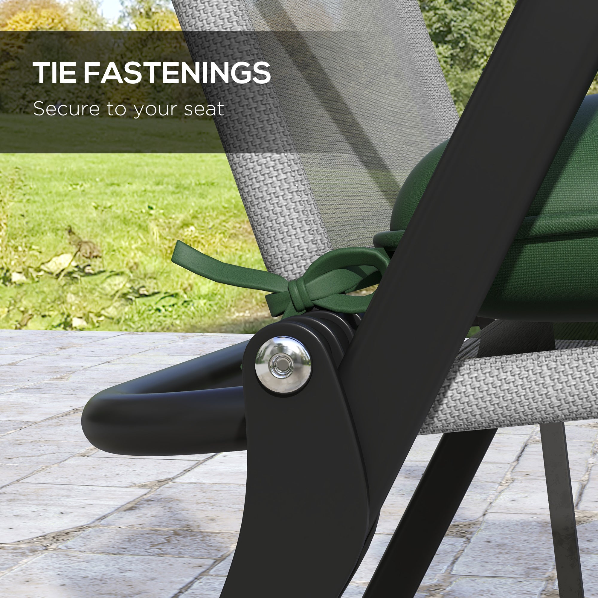 Outsunny 6-Piece Patio Chair Cushions Pillows, Seat Replacement Patio Cushions Set with Ties, Button Tufted for Indoor Outdoor Garden Furniture, Dark Green