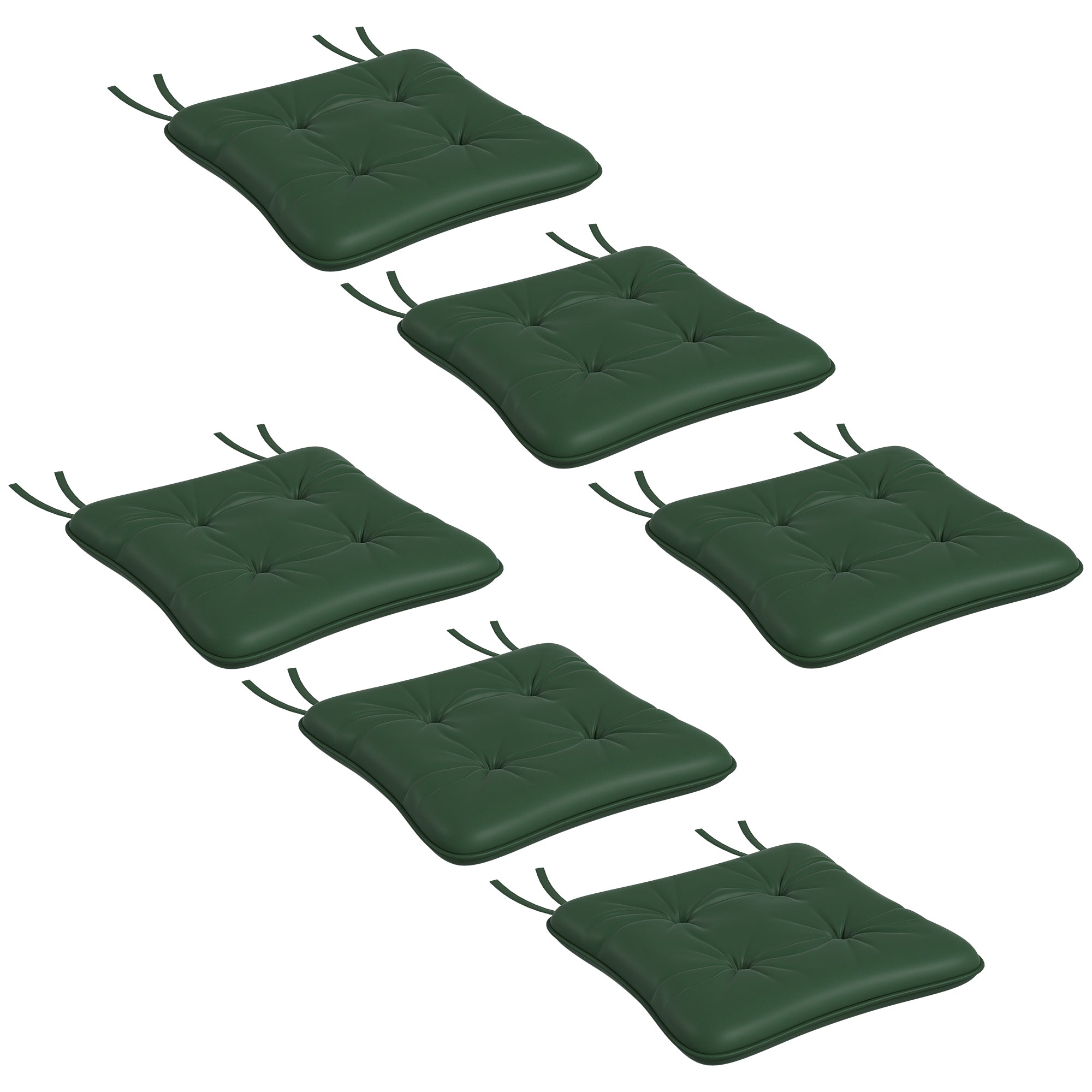 Outsunny 6-Piece Patio Chair Cushions Pillows, Seat Replacement Patio Cushions Set with Ties, Button Tufted for Indoor Outdoor Garden Furniture, Dark Green