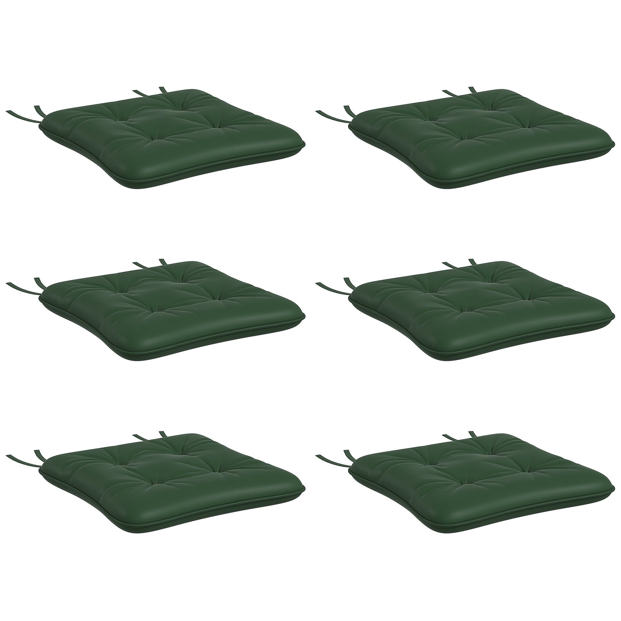 Outsunny 6-Piece Patio Chair Cushions Pillows, Seat Replacement Patio Cushions Set with Ties, Button Tufted for Indoor Outdoor Garden Furniture, Dark Green