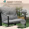 Outsunny 4 Piece Patio Furniture Set, Outdoor Conversation Set with Tempered Glass Table, Sofa, 2 Chairs and Cushions, Grey