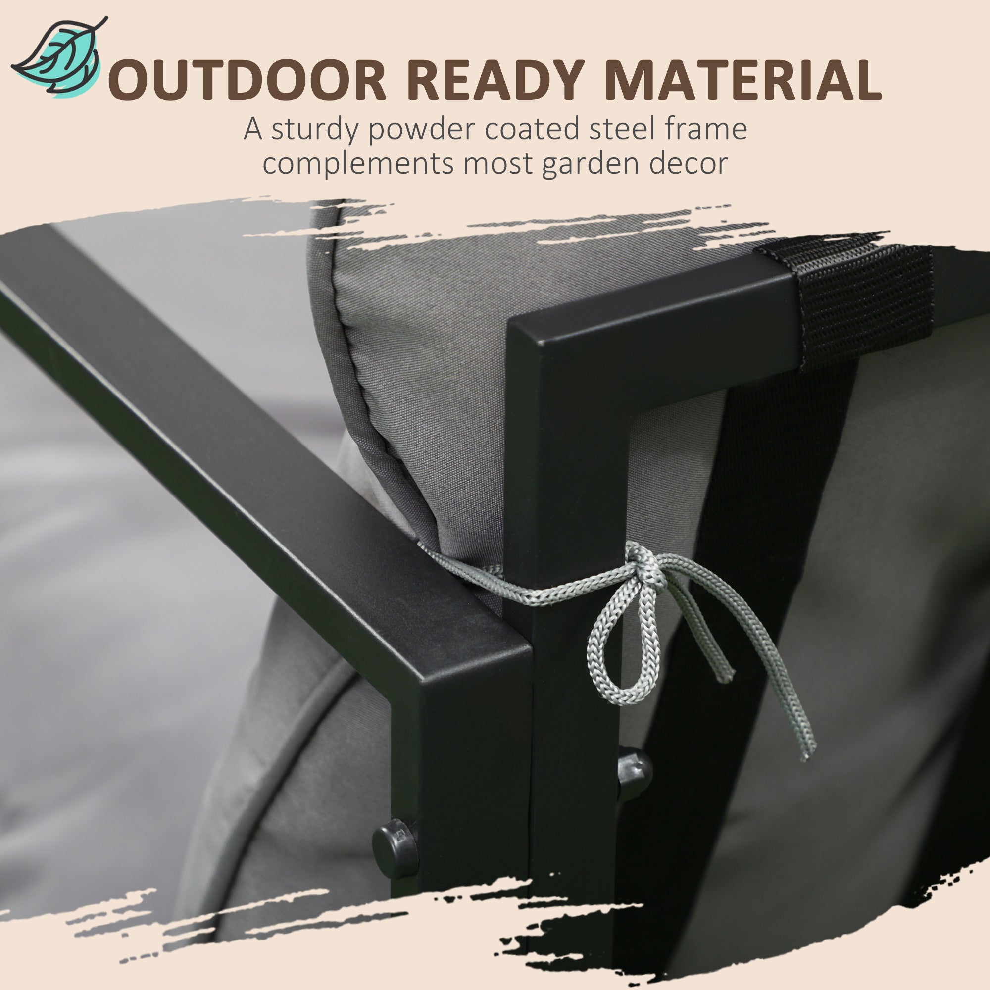 Outsunny 4 Piece Patio Furniture Set, Outdoor Conversation Set with Tempered Glass Table, Sofa, 2 Chairs and Cushions, Grey