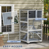 PawHut Catio 34" L Outdoor Cat House on Wheels with Weatherproof Roof Hammock Multiple Platforms Resting Condo Ramps Lockable Doors, for 1-3 Cats, Grey