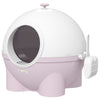 PawHut Cat Litter Box with Lid, Enclosed Kitty Litter Box with Scoop, Leaking Sand Pedal, Top Handle, Pink
