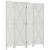 HOMCOM 4 Panel Room Divider, 5.6 Ft Folding Privacy Screen, Freestanding Wooden Wall Partition for Bedroom, Office, White