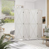 HOMCOM 4 Panel Room Divider, 5.6 Ft Folding Privacy Screen, Freestanding Wooden Wall Partition for Bedroom, Office, White