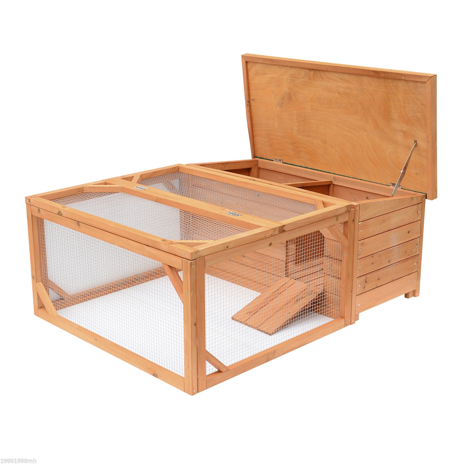 PawHut 51" Chicken Coop Wooden Hen House Rabbit Hutch Poultry Cage Pen Outdoor Backyard with Run