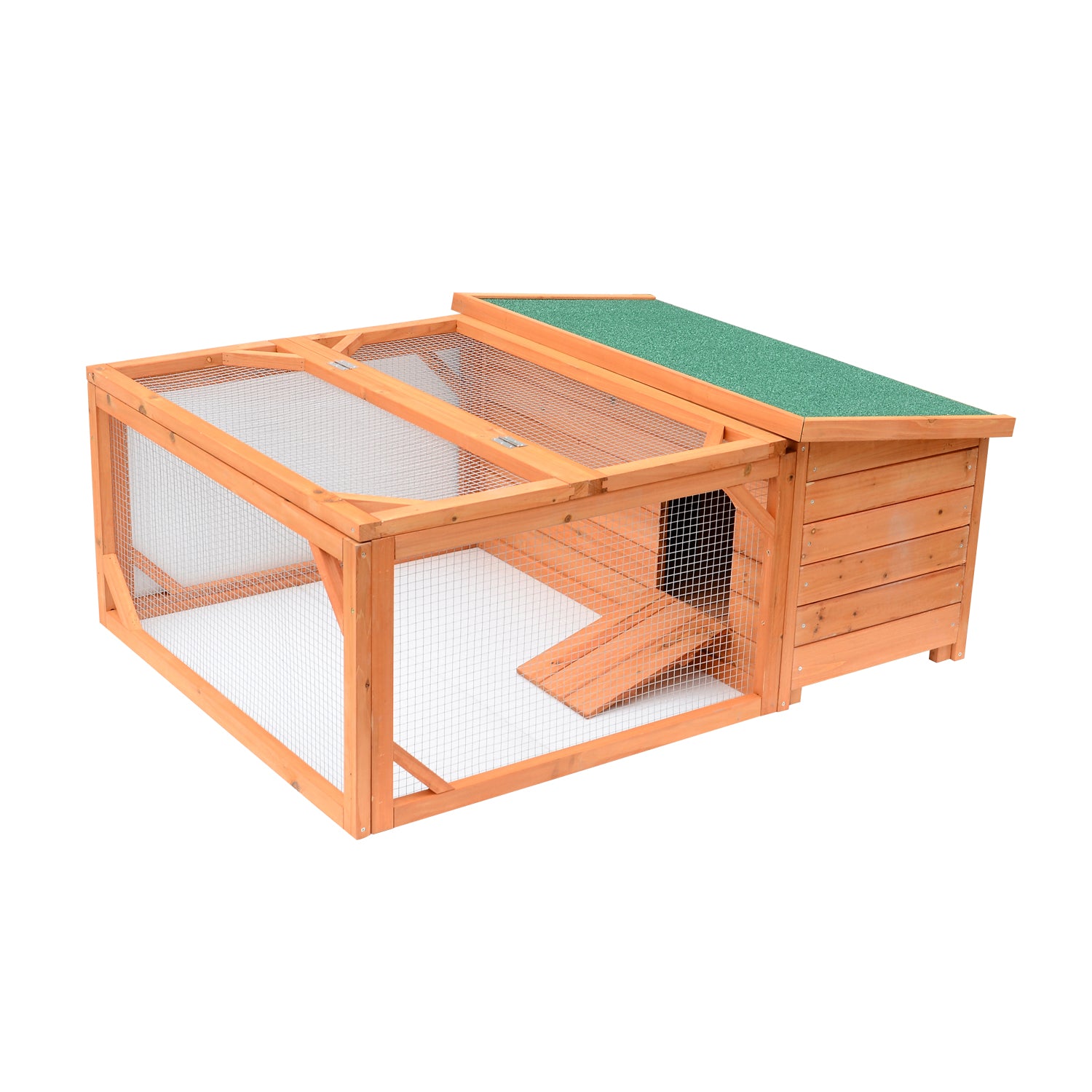 PawHut 51" Chicken Coop Wooden Hen House Rabbit Hutch Poultry Cage Pen Outdoor Backyard with Run