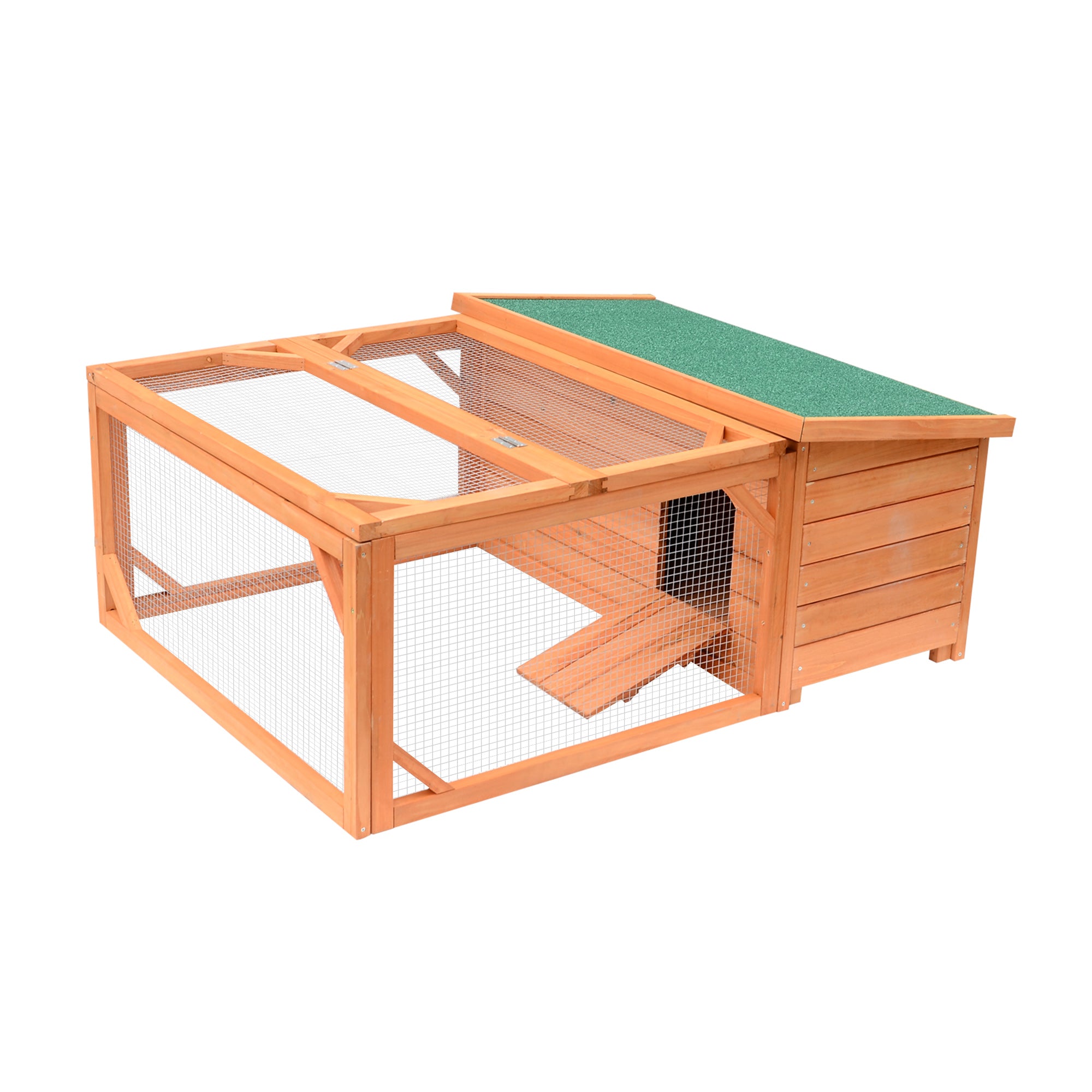 PawHut 51" Chicken Coop Wooden Hen House Rabbit Hutch Poultry Cage Pen Outdoor Backyard with Run