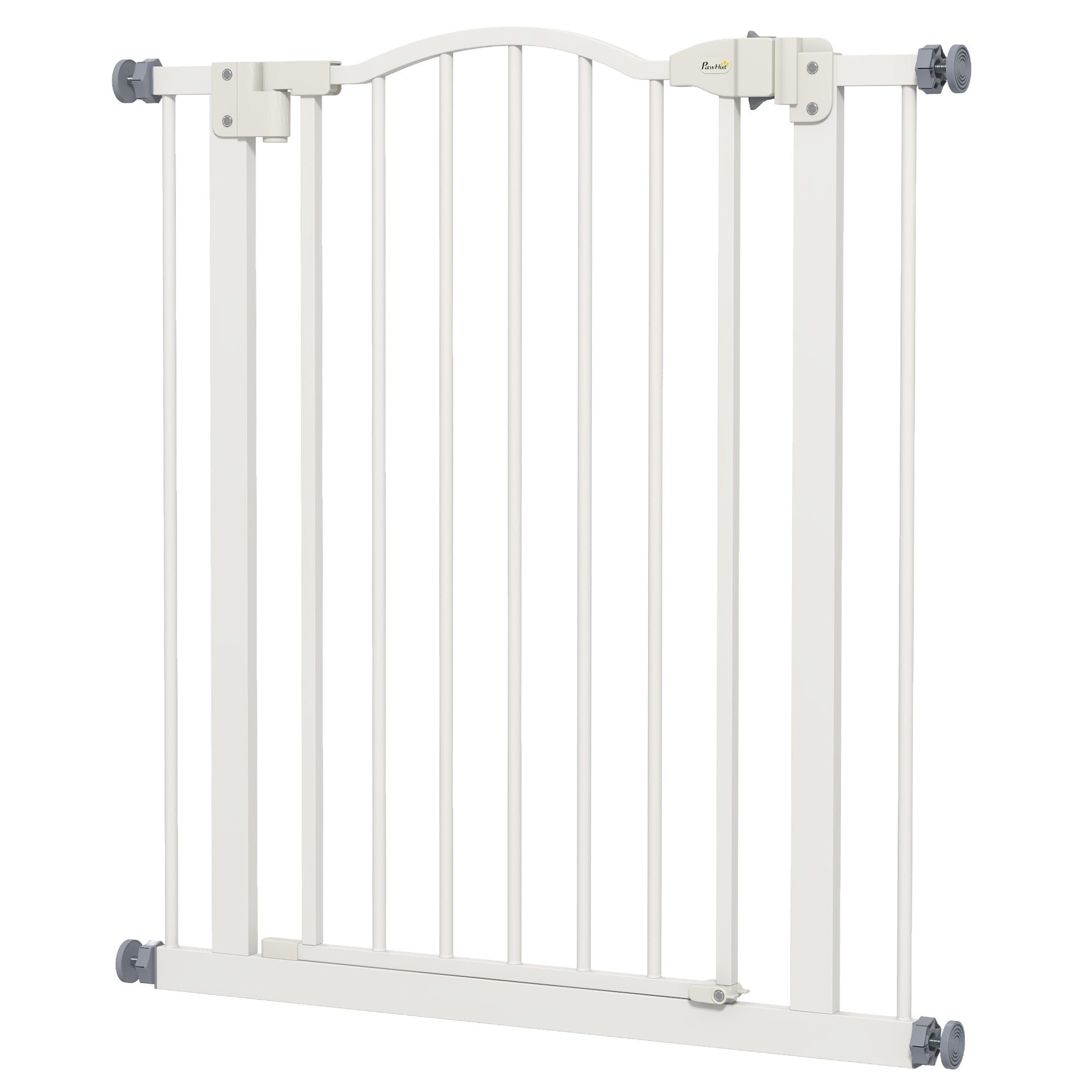 PawHut Pressure Fit Dog Stair Gate No Drilling Safety Gate Auto Close for Doorways, Hallways, 74-80cm Adjustable, 78cm Tall, White