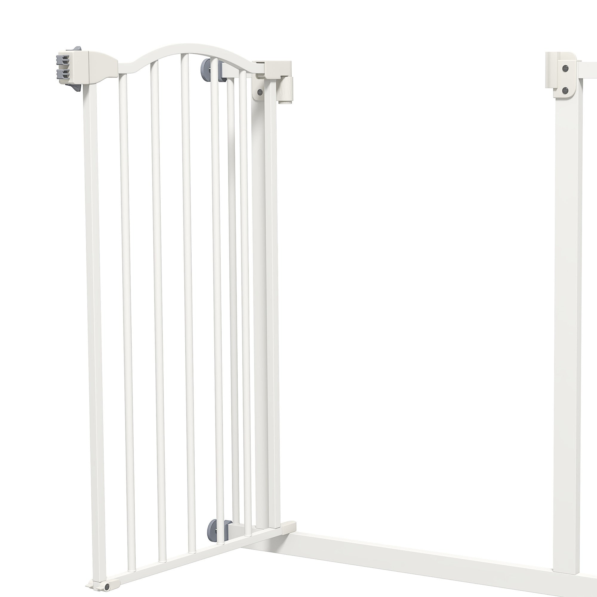 PawHut Pressure Fit Dog Stair Gate No Drilling Safety Gate Auto Close for Doorways, Hallways, 74-80cm Adjustable, 78cm Tall, White