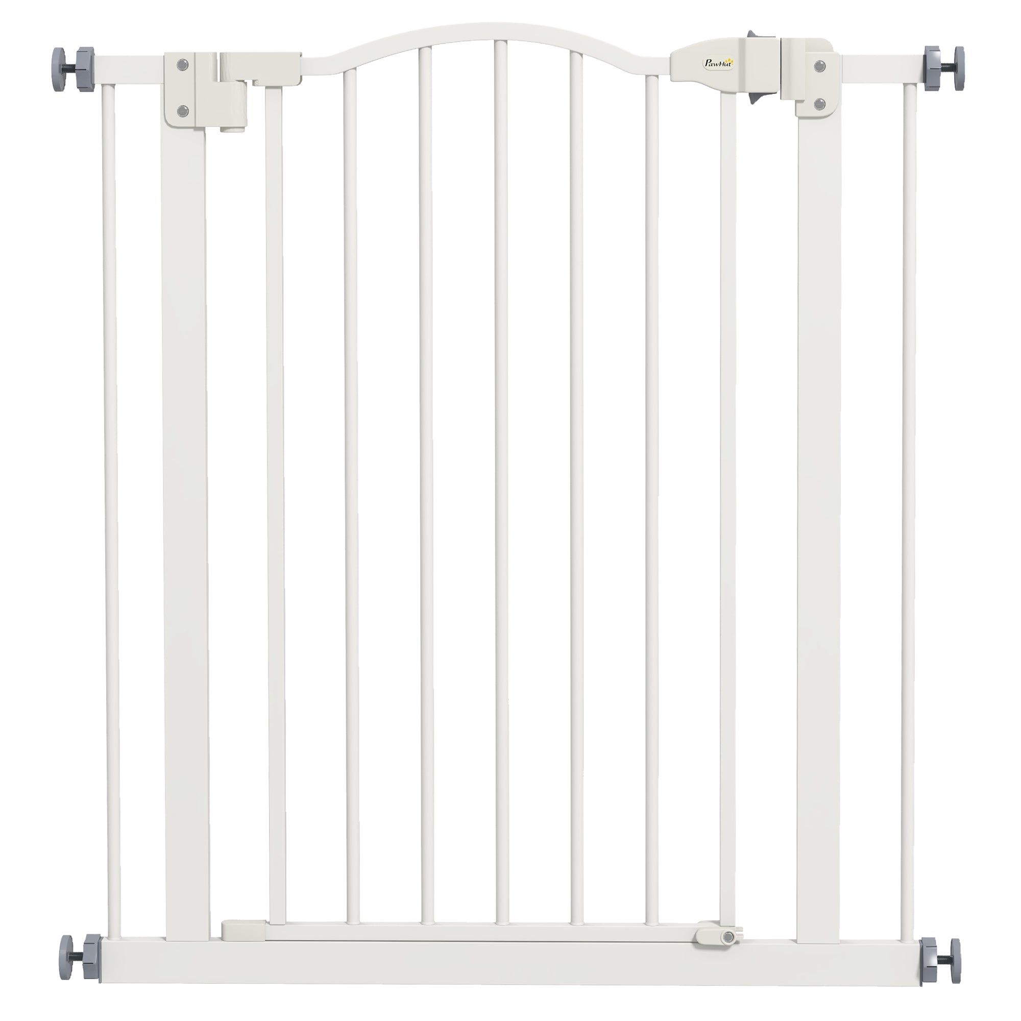 PawHut Pressure Fit Dog Stair Gate No Drilling Safety Gate Auto Close for Doorways, Hallways, 74-80cm Adjustable, 78cm Tall, White