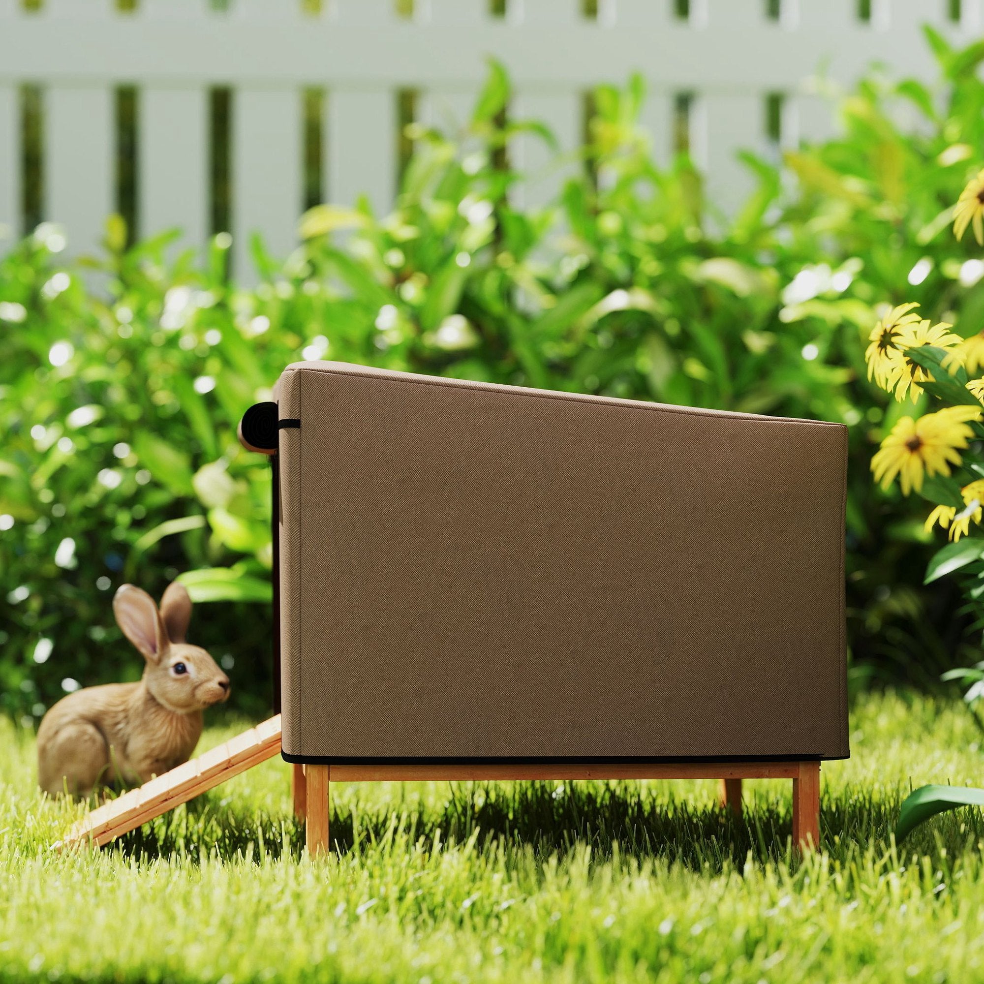 PawHut Rabbit Hutch Cover, Guinea Pig Hutch Cover 600D Waterproof Windproof, Outdoor Animal Hutch Cover Fit the X-D2-0047 and Similar Model Rabbit Hutch, 43 x 52 x 37 cm, Brown