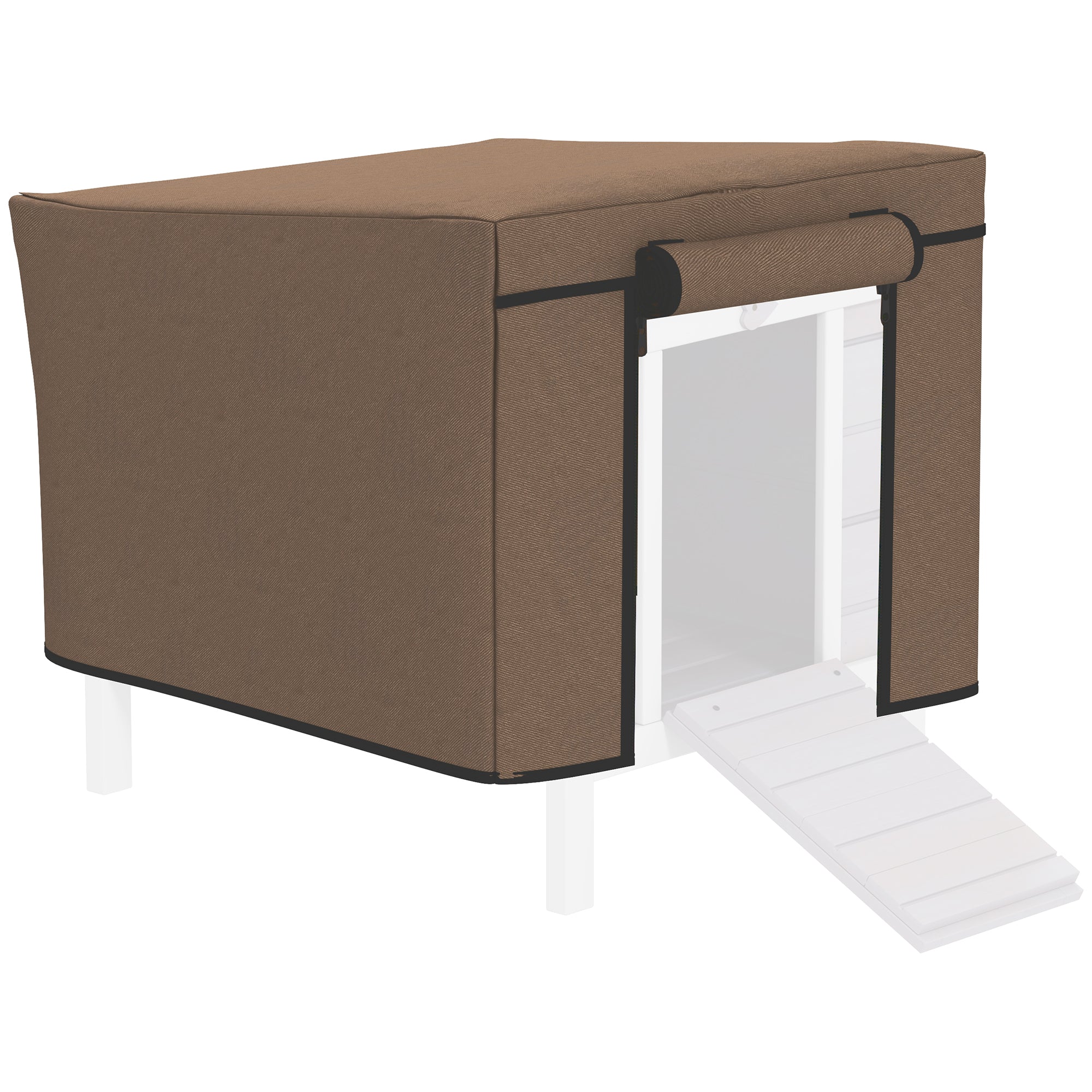 PawHut Rabbit Hutch Cover, Guinea Pig Hutch Cover 600D Waterproof Windproof, Outdoor Animal Hutch Cover Fit the X-D2-0047 and Similar Model Rabbit Hutch, 43 x 52 x 37 cm, Brown