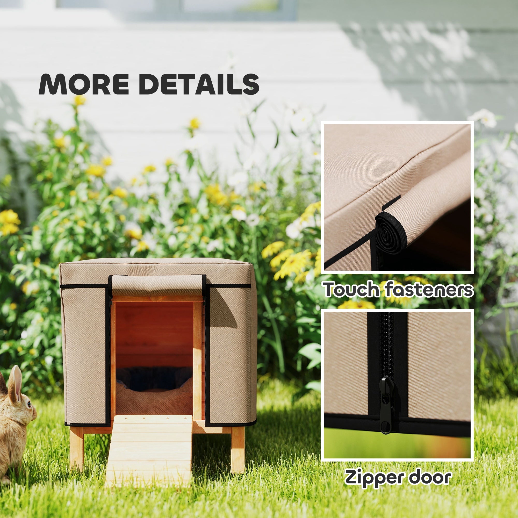PawHut Rabbit Hutch Cover, Guinea Pig Hutch Cover 600D Waterproof Windproof, Outdoor Animal Hutch Cover Fit the X-D2-0047 and Similar Model Rabbit Hutch, 43 x 52 x 37 cm, Brown