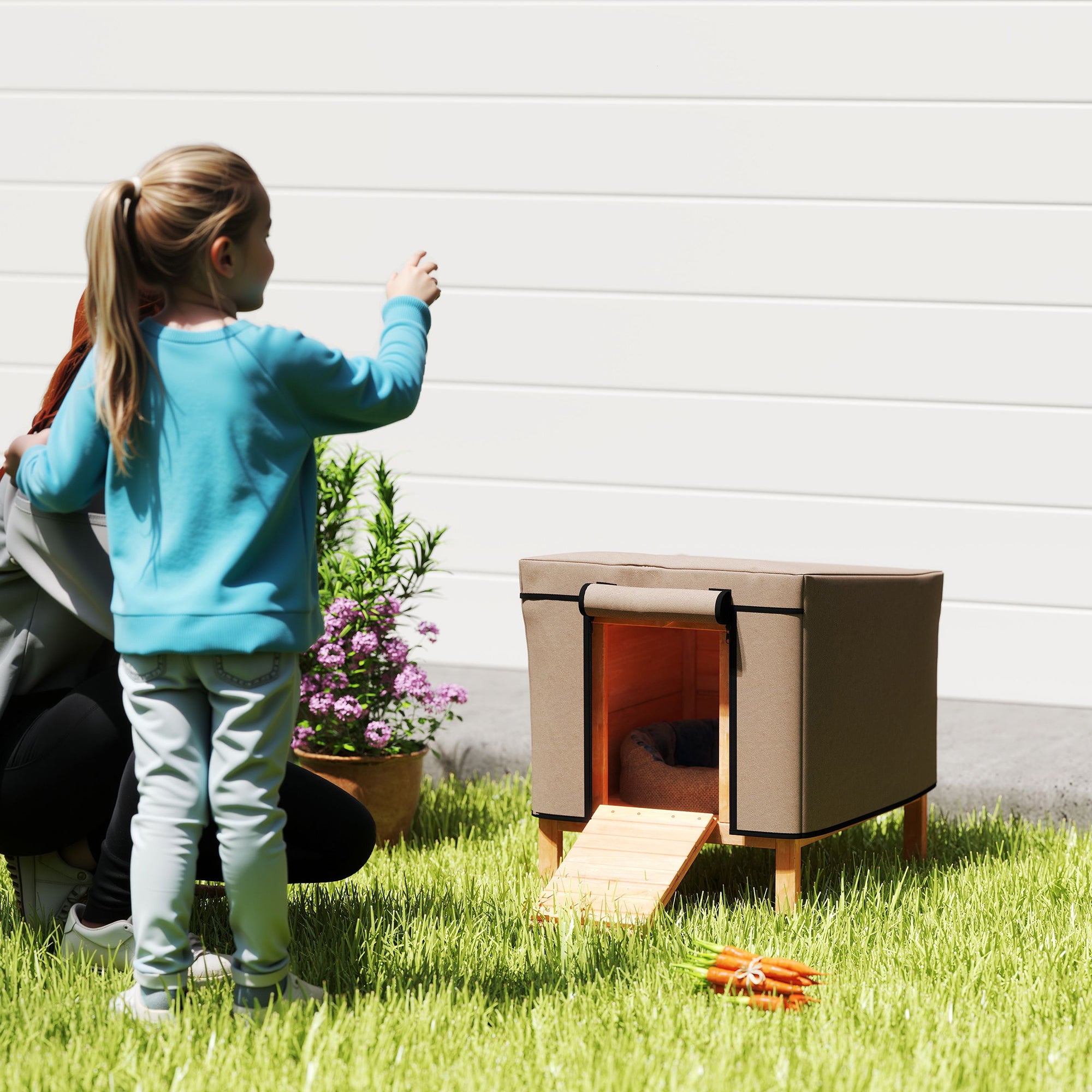 PawHut Rabbit Hutch Cover, Guinea Pig Hutch Cover 600D Waterproof Windproof, Outdoor Animal Hutch Cover Fit the X-D2-0047 and Similar Model Rabbit Hutch, 43 x 52 x 37 cm, Brown