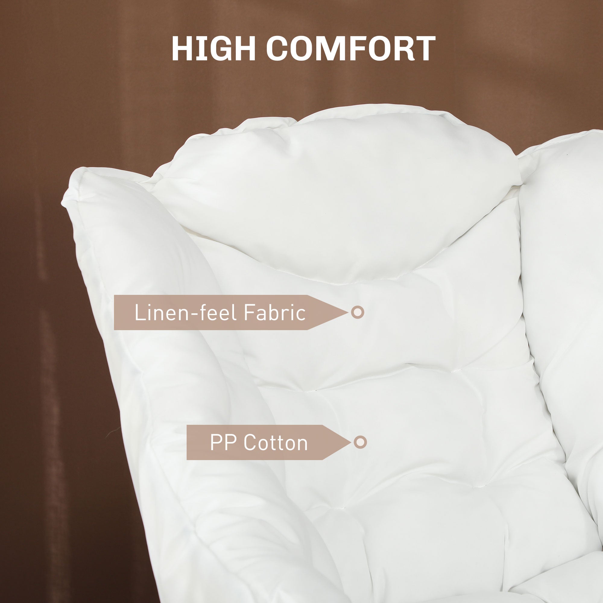 HOMCOM Modern Accent Chair, Linen Fabric Armchair with Side Pockets and Solid Steel Legs, Comfy Reading Chair for Living Room, Bedroom, Cream White