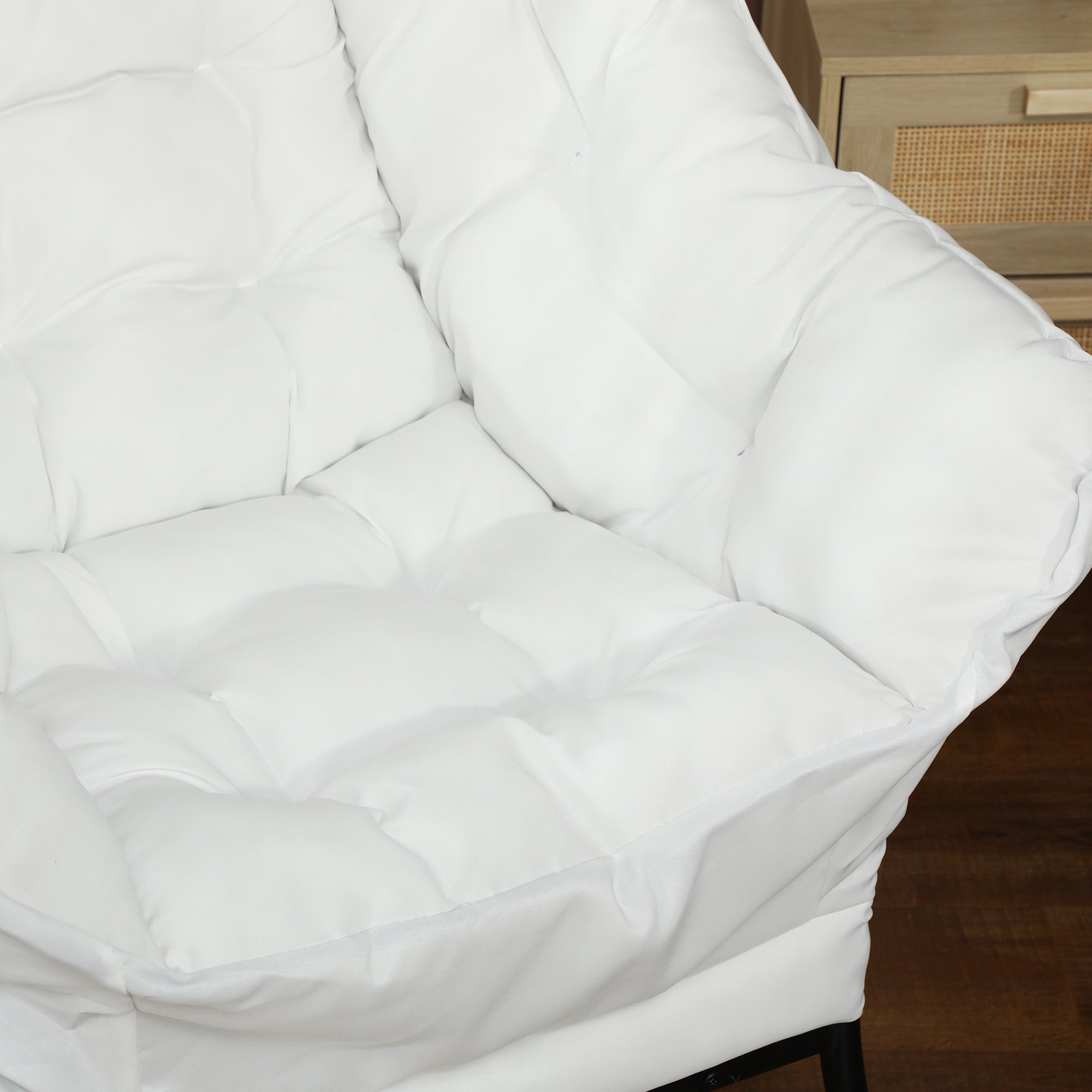 HOMCOM Modern Accent Chair, Linen Fabric Armchair with Side Pockets and Solid Steel Legs, Comfy Reading Chair for Living Room, Bedroom, Cream White