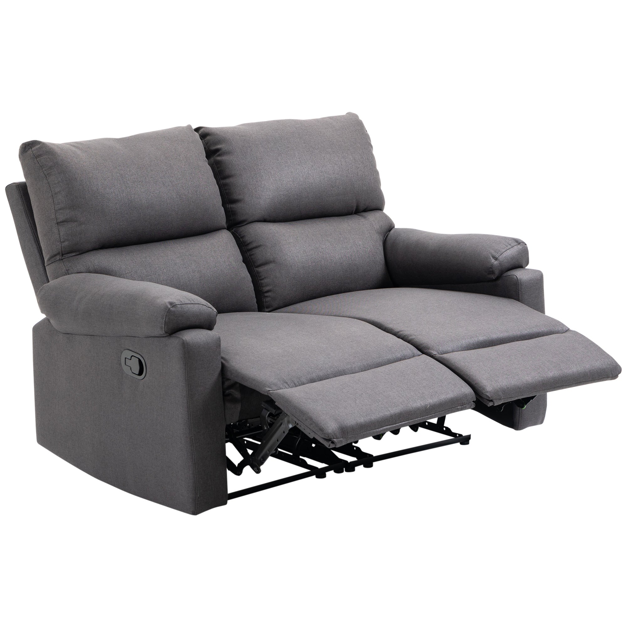 HOMCOM Loveseat Recliner Sofa, 2 Seater Reclining Chair with Footrest and Split Backrest, Dark Grey