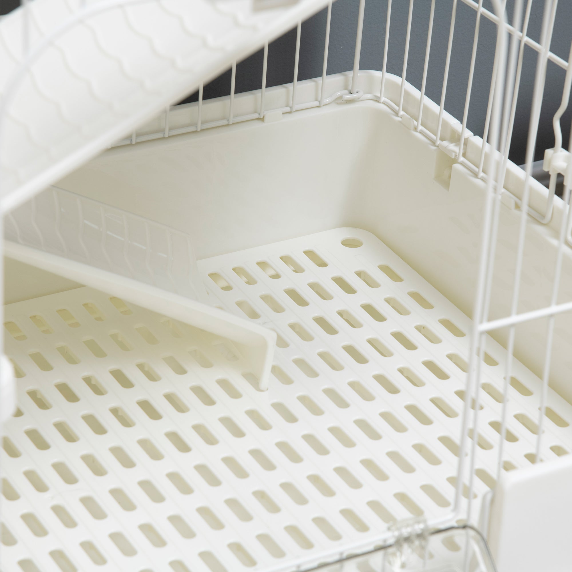 PawHut 4-Level Small Animal Cage Rabbit Hutch with Wheels, Removable Tray, Platform and Ramp for Bunny, Chinchillas, Ferret, White