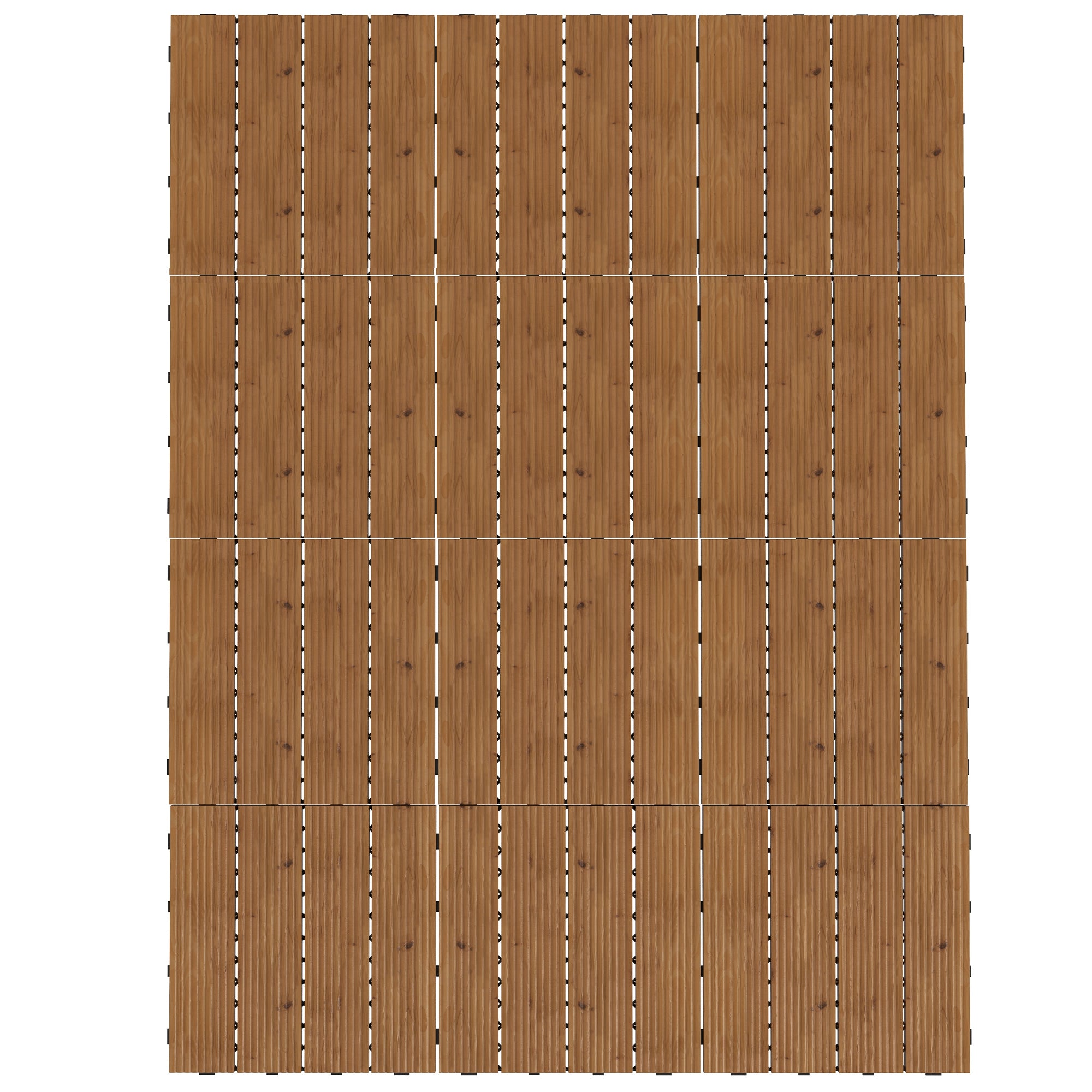 Outsunny 12 Pcs Wooden Interlocking Decking Tiles, 12