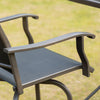 Outsunny Outdoor Swivel Bar Stools Set of 2, 2 Piece Bar Height Patio Chairs with High Back, Curved Armrests and Steel Frame for Balcony, Poolside, Backyard, Black