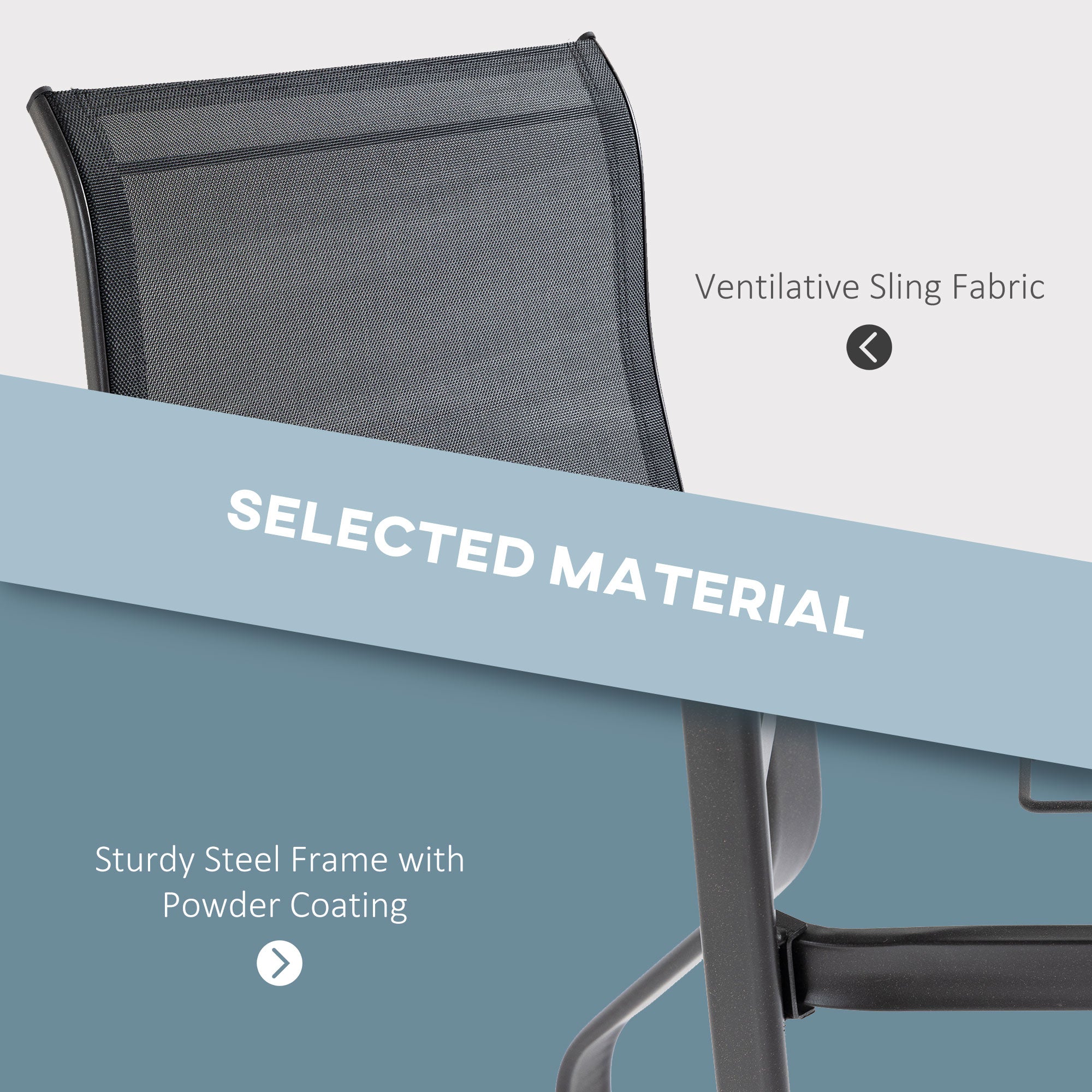 Outsunny Outdoor Swivel Bar Stools Set of 2, 2 Piece Bar Height Patio Chairs with High Back, Curved Armrests and Steel Frame for Balcony, Poolside, Backyard, Black