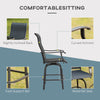 Outsunny Outdoor Swivel Bar Stools Set of 2, 2 Piece Bar Height Patio Chairs with High Back, Curved Armrests and Steel Frame for Balcony, Poolside, Backyard, Black