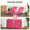 Outsunny  Set of 2 Folding Chaise Lounge Pool Chairs, Outdoor Sun Tanning Chairs with Pillow, Reclining Back, Steel Frame & Breathable Mesh for Beach, Yard, Patio, Pink