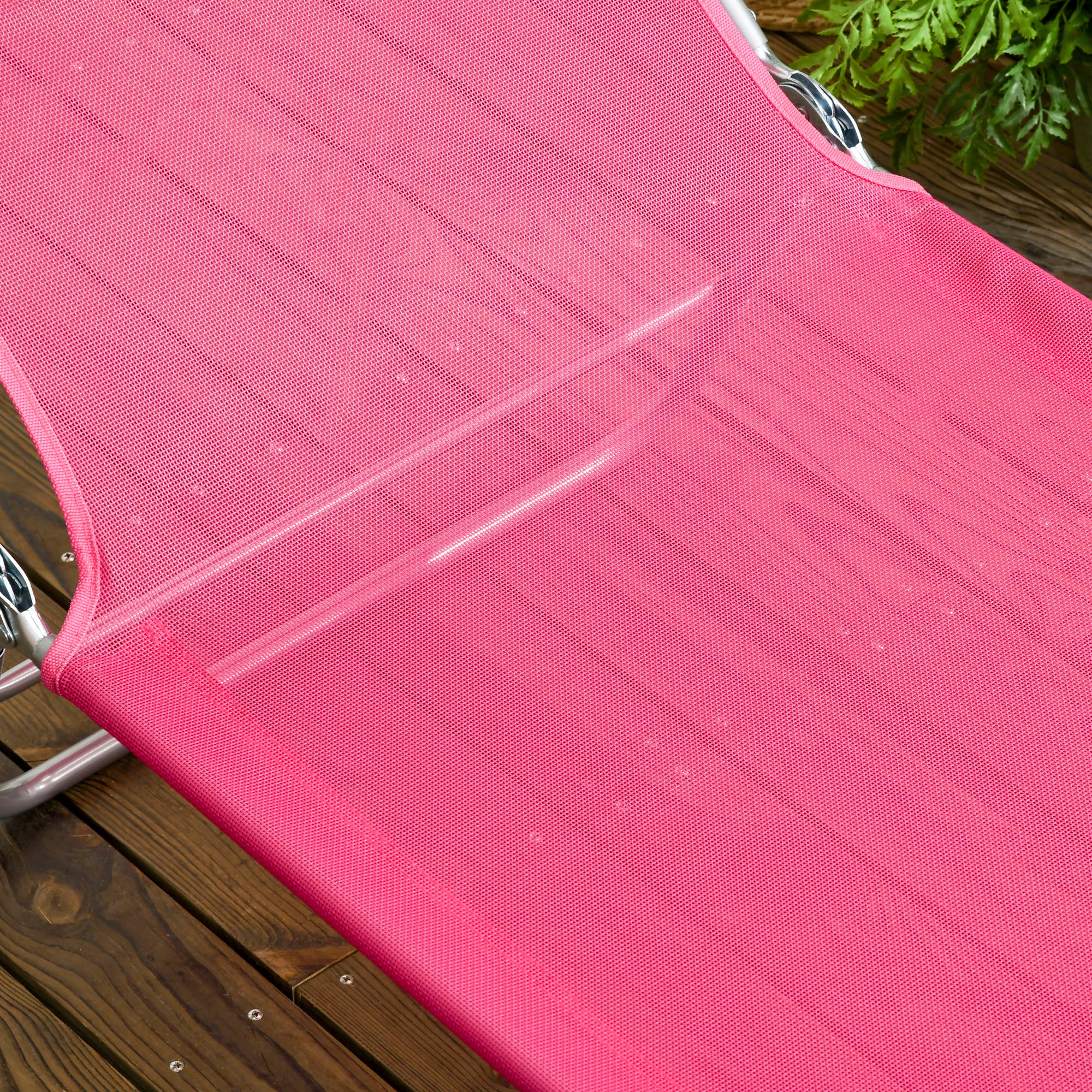 Outsunny  Set of 2 Folding Chaise Lounge Pool Chairs, Outdoor Sun Tanning Chairs with Pillow, Reclining Back, Steel Frame & Breathable Mesh for Beach, Yard, Patio, Pink