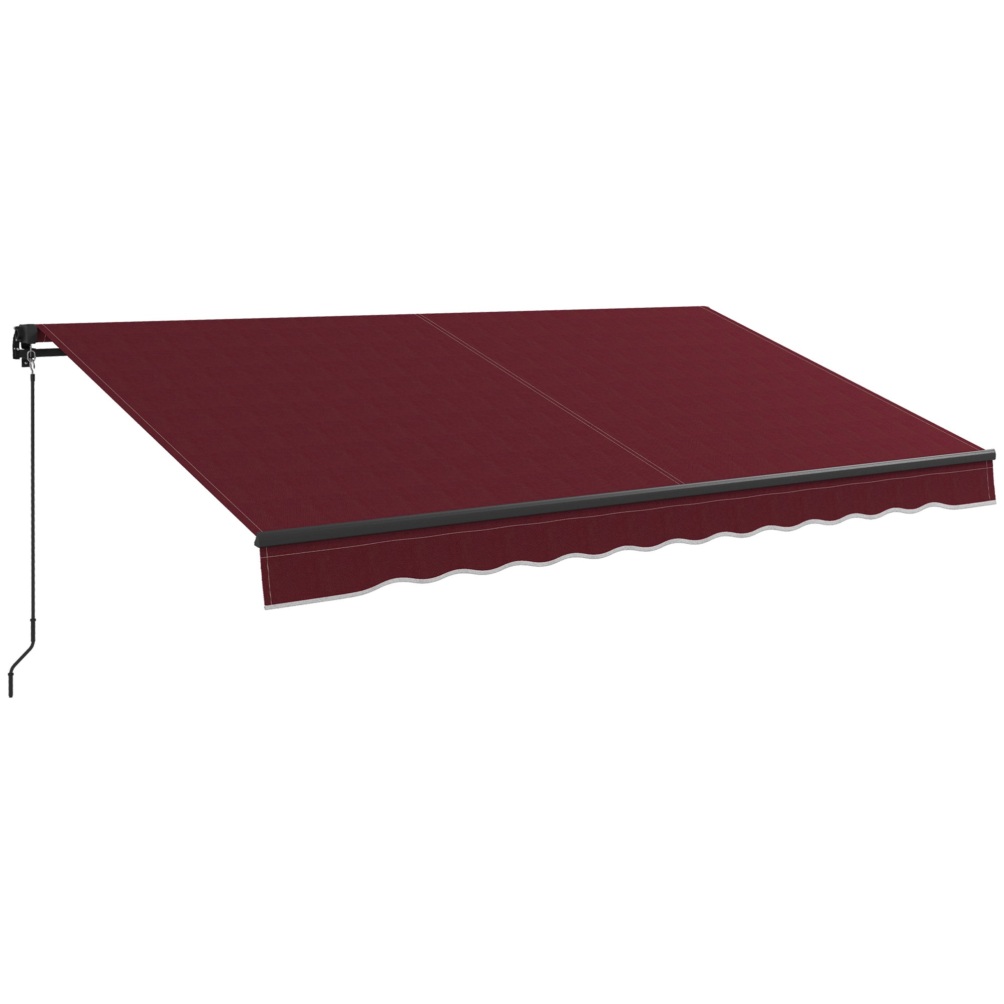 Outsunny 12' x 10' Retractable Awning, Patio Awning Sunshade Shelter with Manual Crank Handle, 280gsm UV Resistant Fabric and Aluminum Frame, for Balcony, Yard, Wine Red