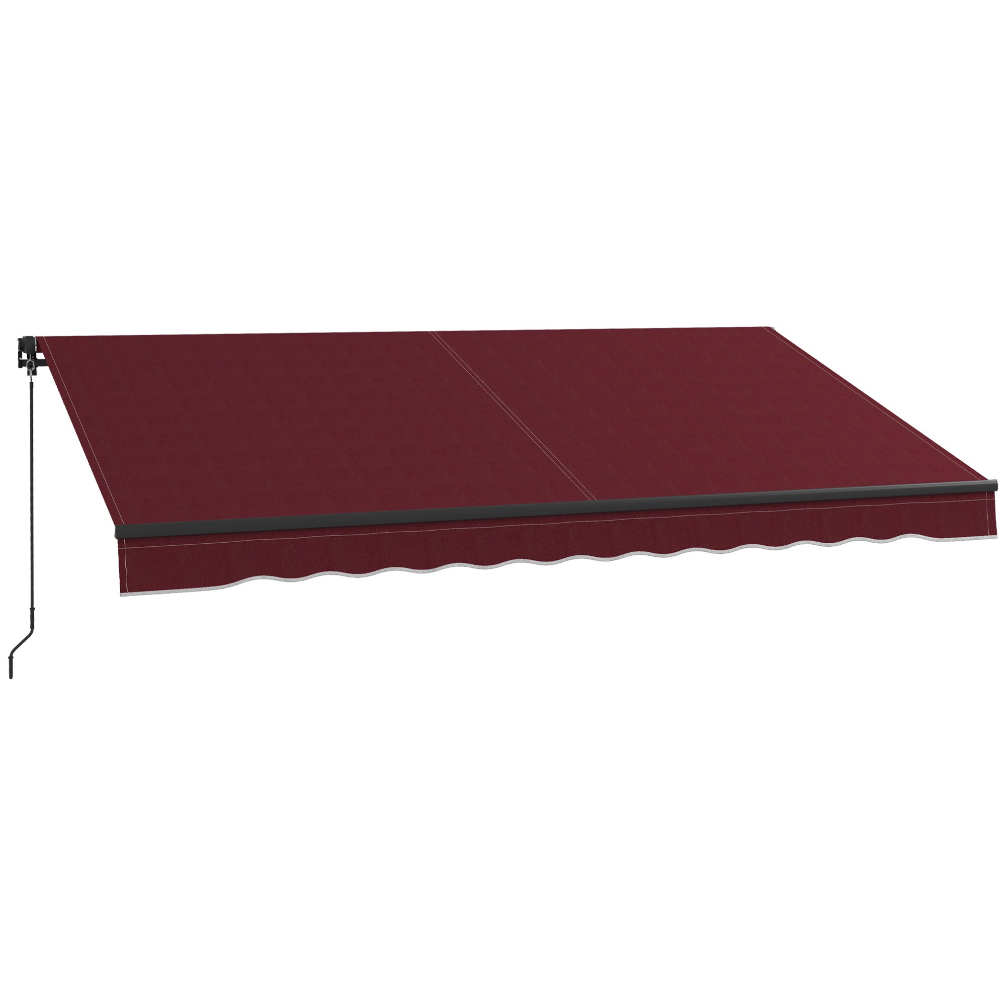 Outsunny 12' x 10' Retractable Awning, Patio Awning Sunshade Shelter with Manual Crank Handle, 280gsm UV Resistant Fabric and Aluminum Frame, for Balcony, Yard, Wine Red
