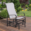 Outsunny Patio Glider with Breathable Mesh Fabric, Outdoor Glider Chair, Garden Rocking Gliding Seat for Patio, Yard, Porch, Beige
