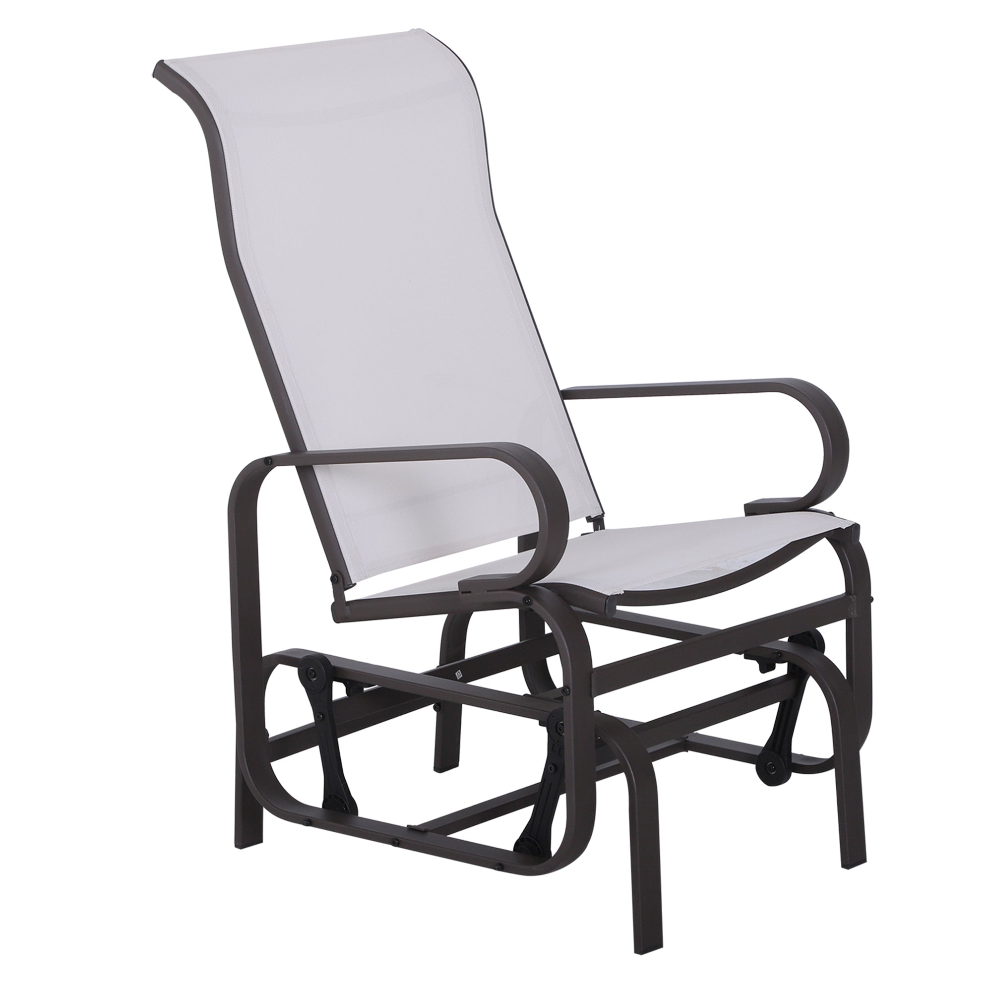 Outsunny Patio Glider with Breathable Mesh Fabric, Outdoor Glider Chair, Garden Rocking Gliding Seat for Patio, Yard, Porch, Beige