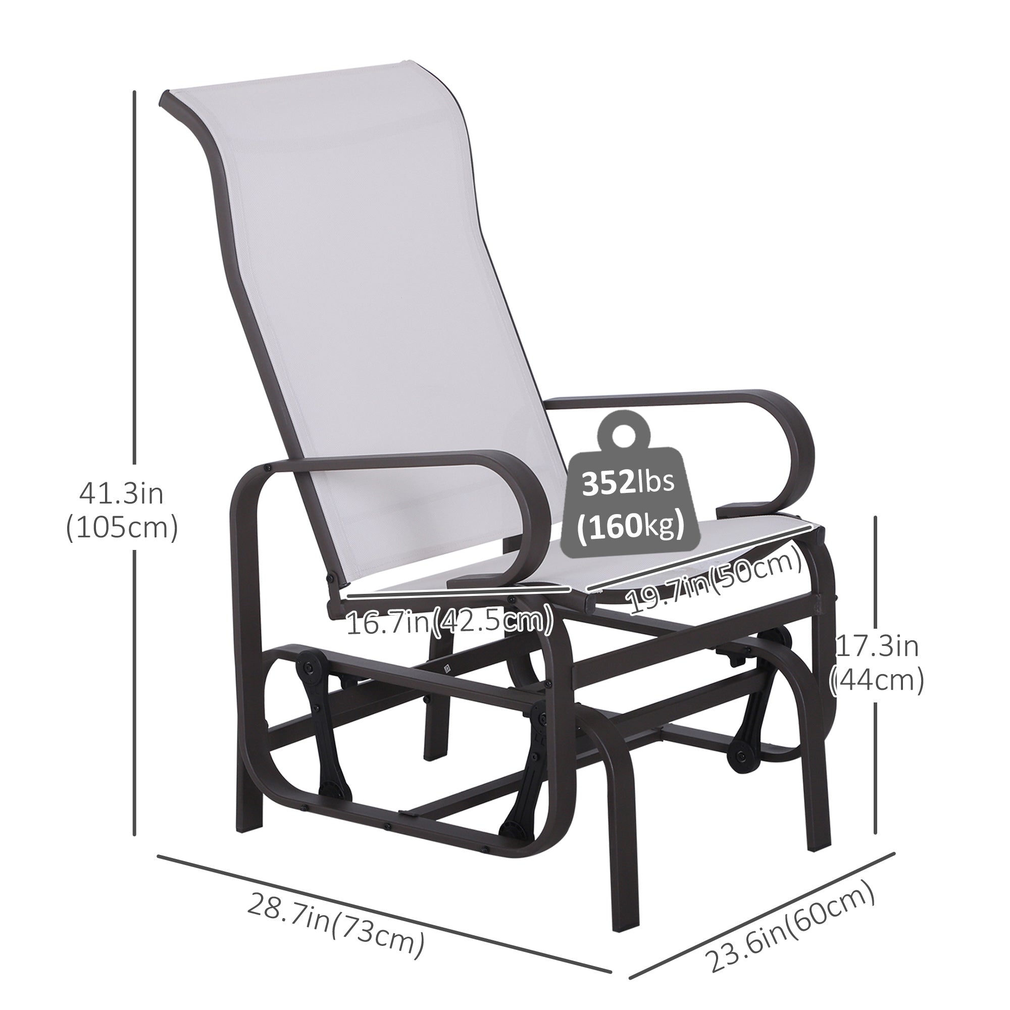 Outsunny Patio Glider with Breathable Mesh Fabric, Outdoor Glider Chair, Garden Rocking Gliding Seat for Patio, Yard, Porch, Beige