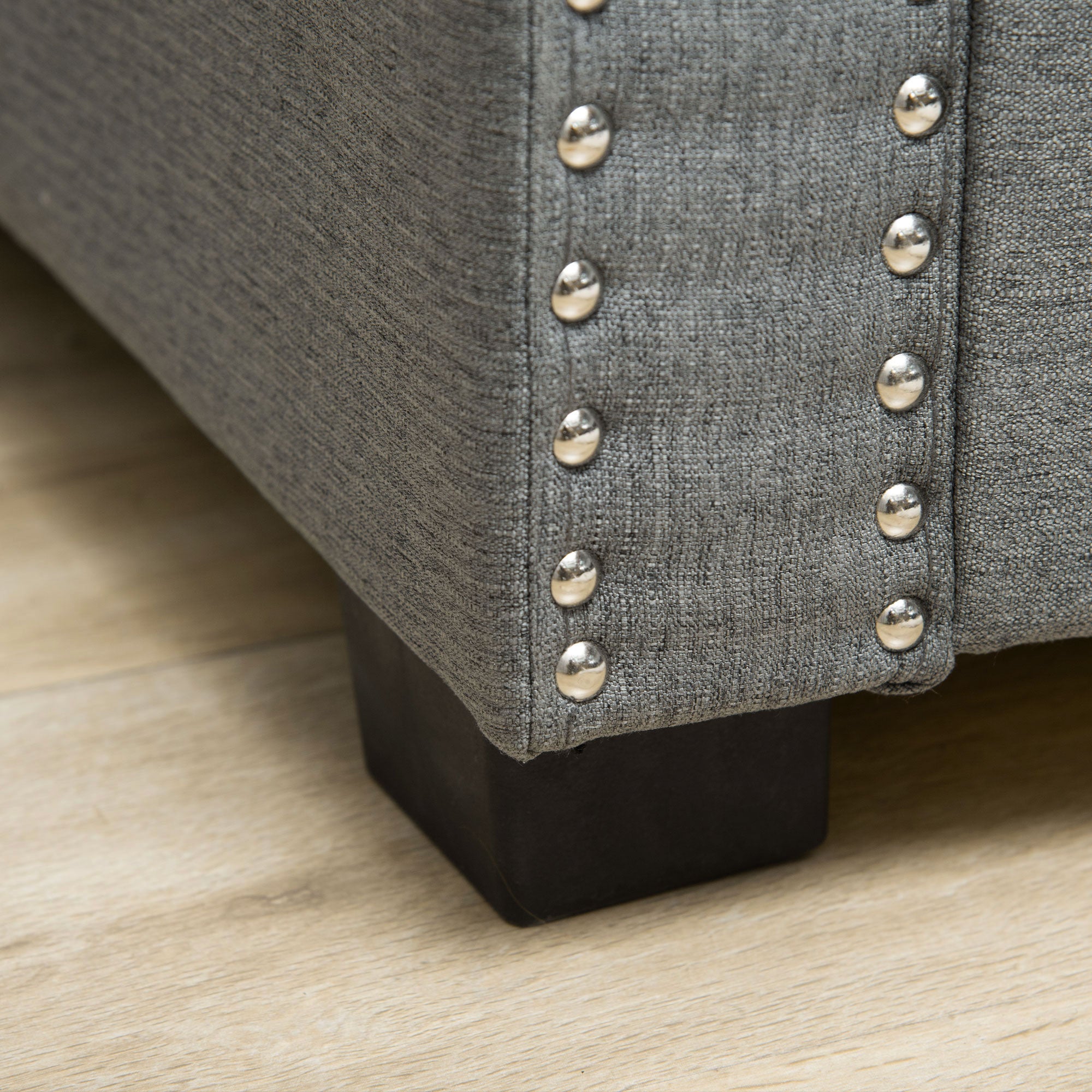 HOMCOM Upholstered Flip Top Storage Bench Fabric Ottoman for Bedroom, Living room, Light Grey