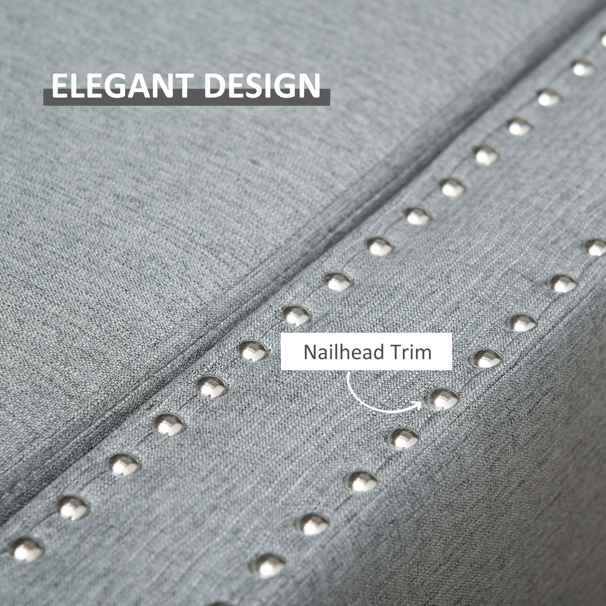 HOMCOM Upholstered Flip Top Storage Bench Fabric Ottoman for Bedroom, Living room, Light Grey