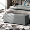 HOMCOM Upholstered Flip Top Storage Bench Fabric Ottoman for Bedroom, Living room, Light Grey