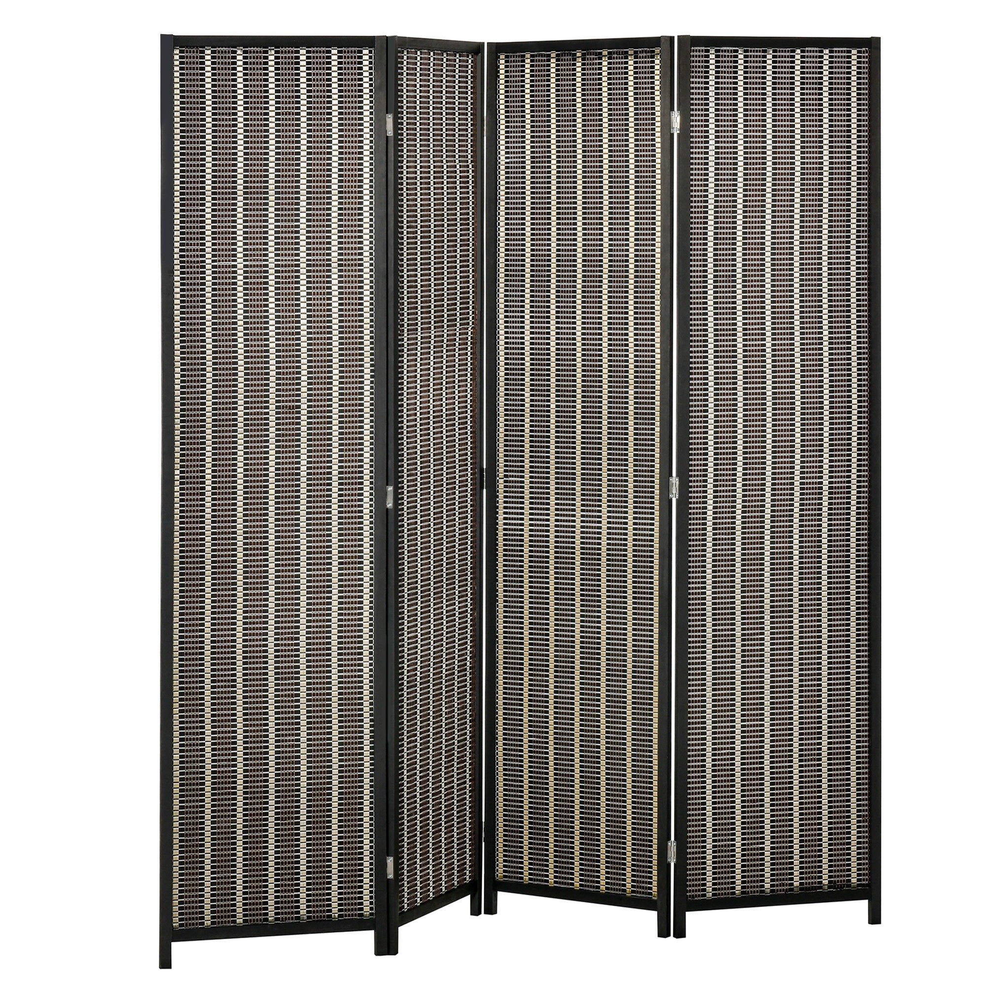 HOMCOM 4 Panel Room Divider, 6 Ft Tall Indoor Portable Folding Privacy Screens, Bamboo Hand-Woven Freestanding Partition Wall Divider for Home Office, Brown
