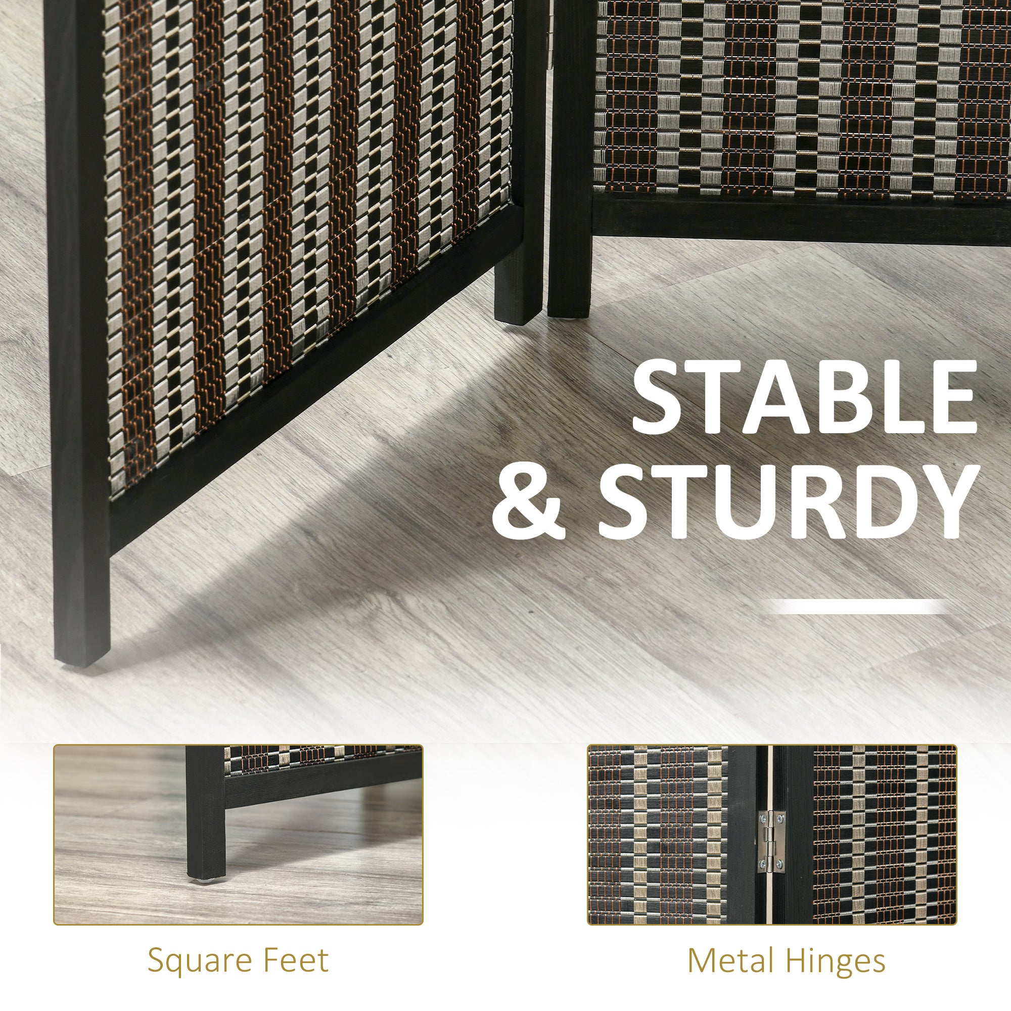 HOMCOM 4 Panel Room Divider, 6 Ft Tall Indoor Portable Folding Privacy Screens, Bamboo Hand-Woven Freestanding Partition Wall Divider for Home Office, Brown