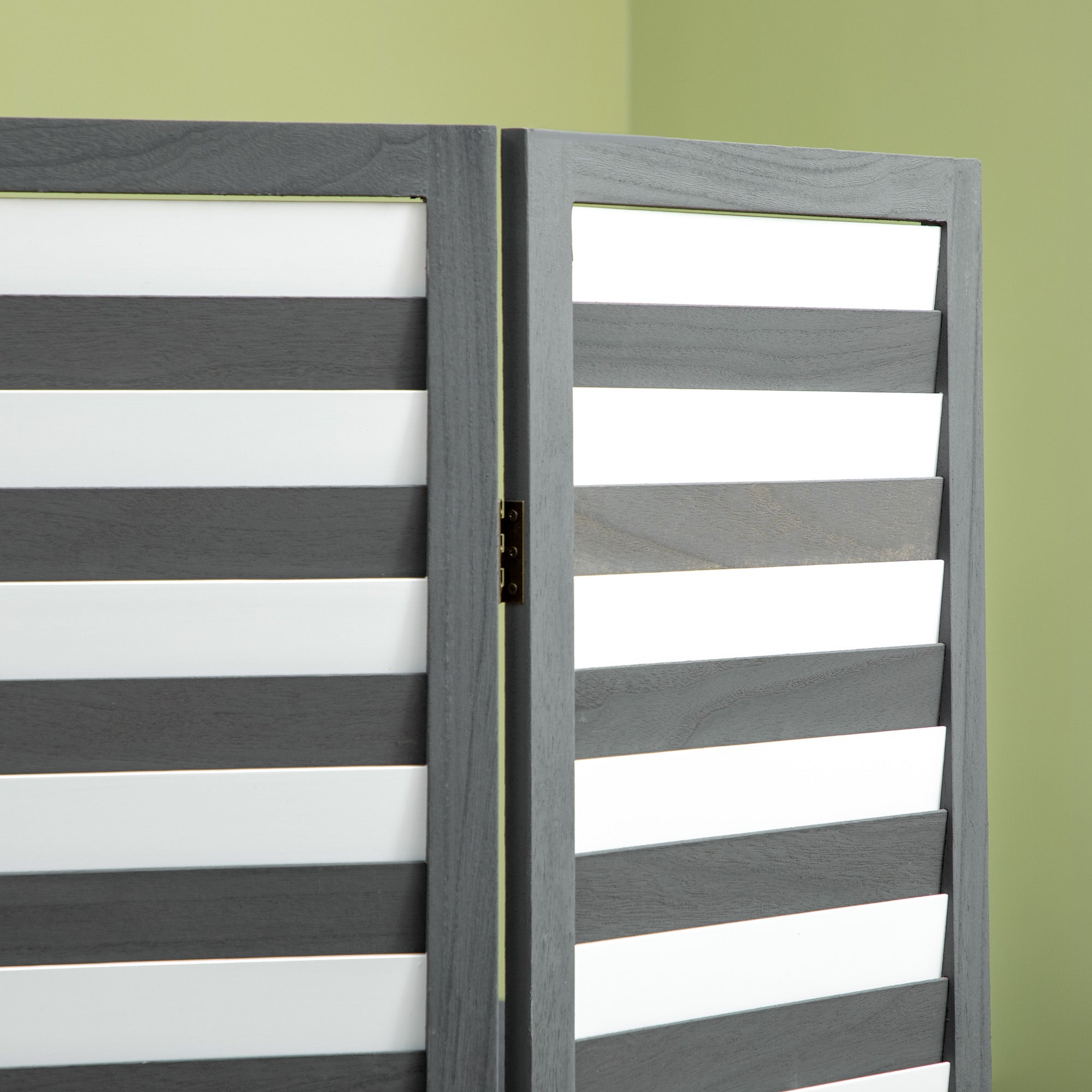 HOMCOM 5.6 Ft. Tall 4-Panel Room Divider, Louvred Pattern Freestanding Folding Privacy Screen Panels, Partition Wall Divider for Indoor Bedroom Office