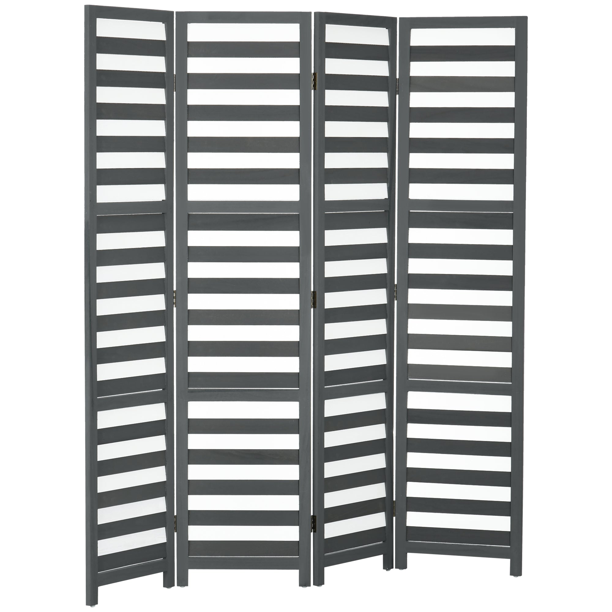 HOMCOM 5.6 Ft. Tall 4-Panel Room Divider, Louvred Pattern Freestanding Folding Privacy Screen Panels, Partition Wall Divider for Indoor Bedroom Office