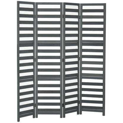 HOMCOM 5.6 Ft. Tall 4-Panel Room Divider, Louvred Pattern Freestanding Folding Privacy Screen Panels, Partition Wall Divider for Indoor Bedroom Office
