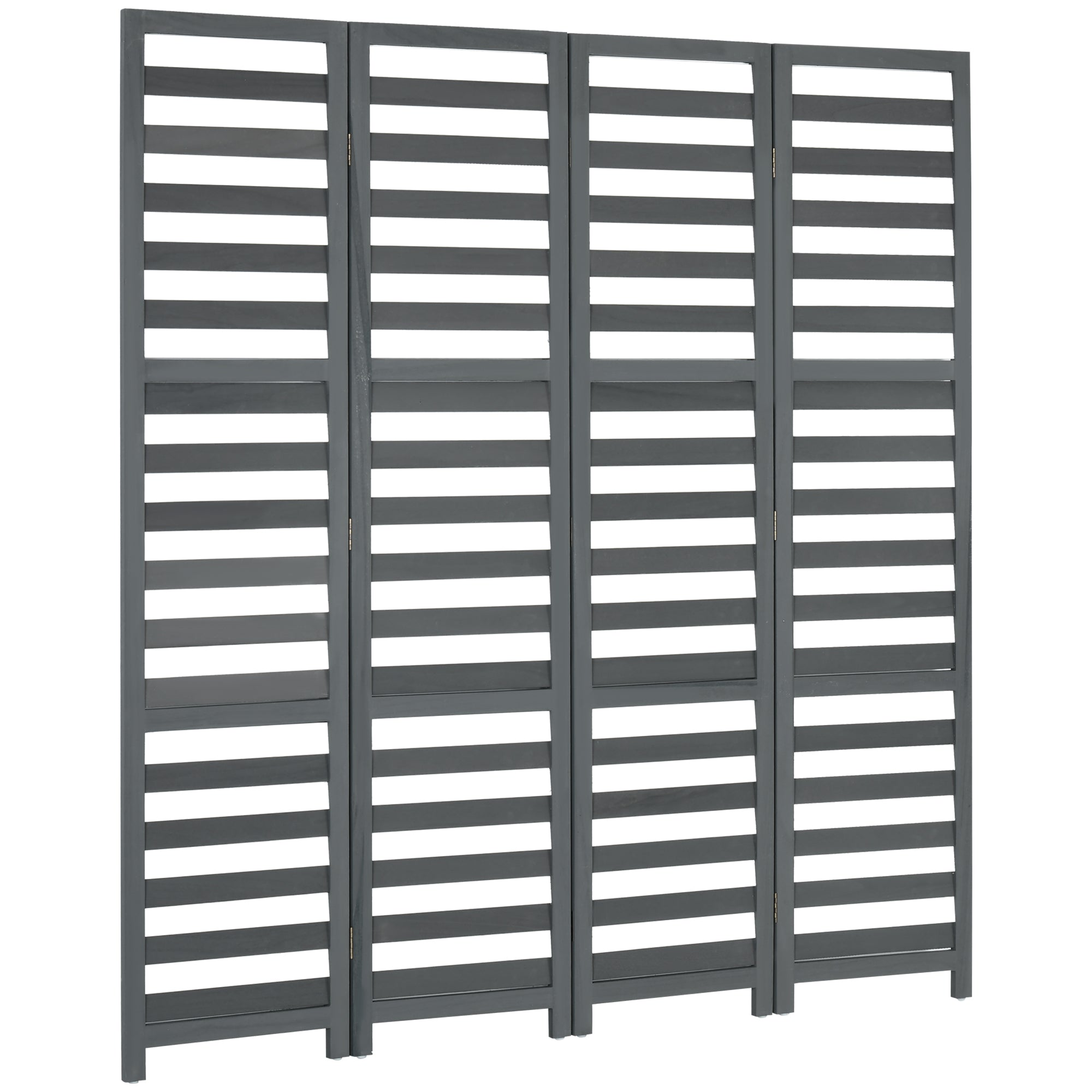 HOMCOM 5.6 Ft. Tall 4-Panel Room Divider, Louvred Pattern Freestanding Folding Privacy Screen Panels, Partition Wall Divider for Indoor Bedroom Office