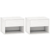 HOMCOM Floating Nightstand Set of 2, Wall Mounted Bedside Table with Drawer and Shelf, End Table for Bedroom, White