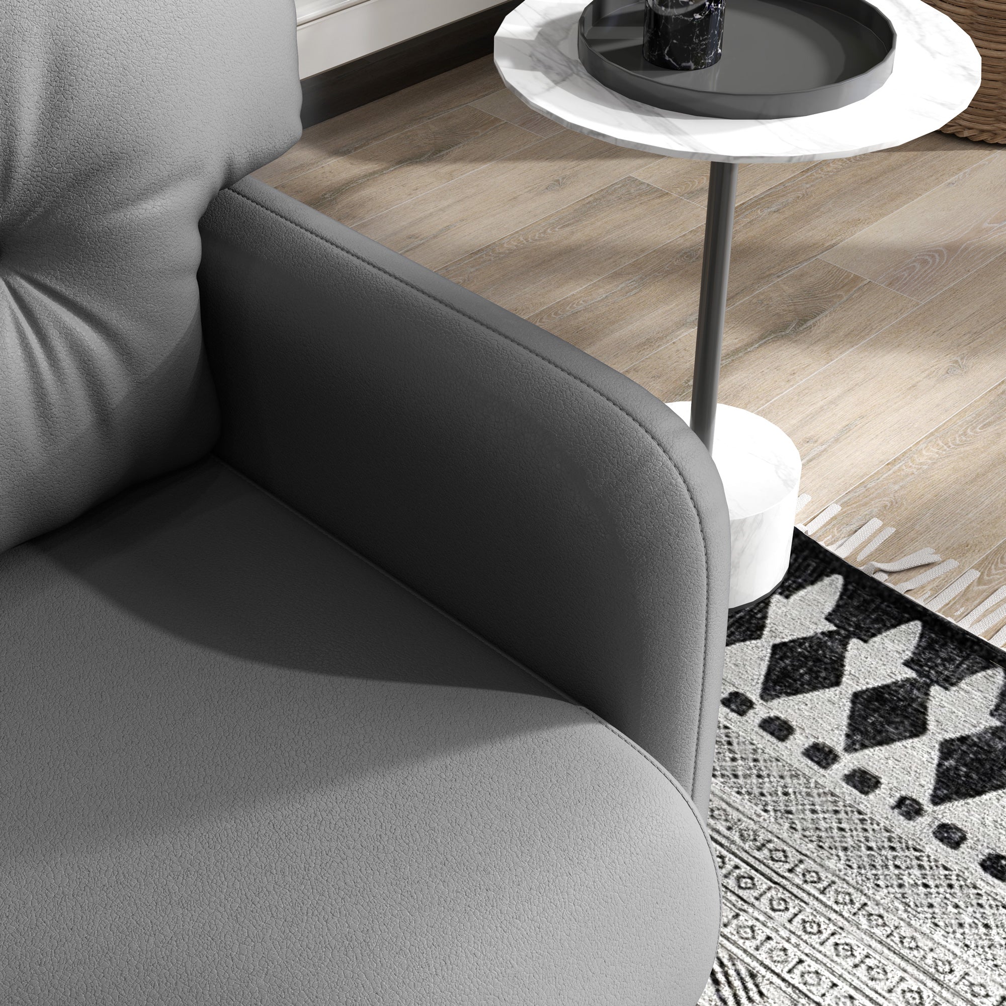 HOMCOM 58" Loveseat Sofa for Bedroom, Modern Love Seats Furniture, Upholstered 2 Seater Couch with 2 Tufted Back Cushion, Steel Frame and Beech Wood Legs for Living Room, Grey